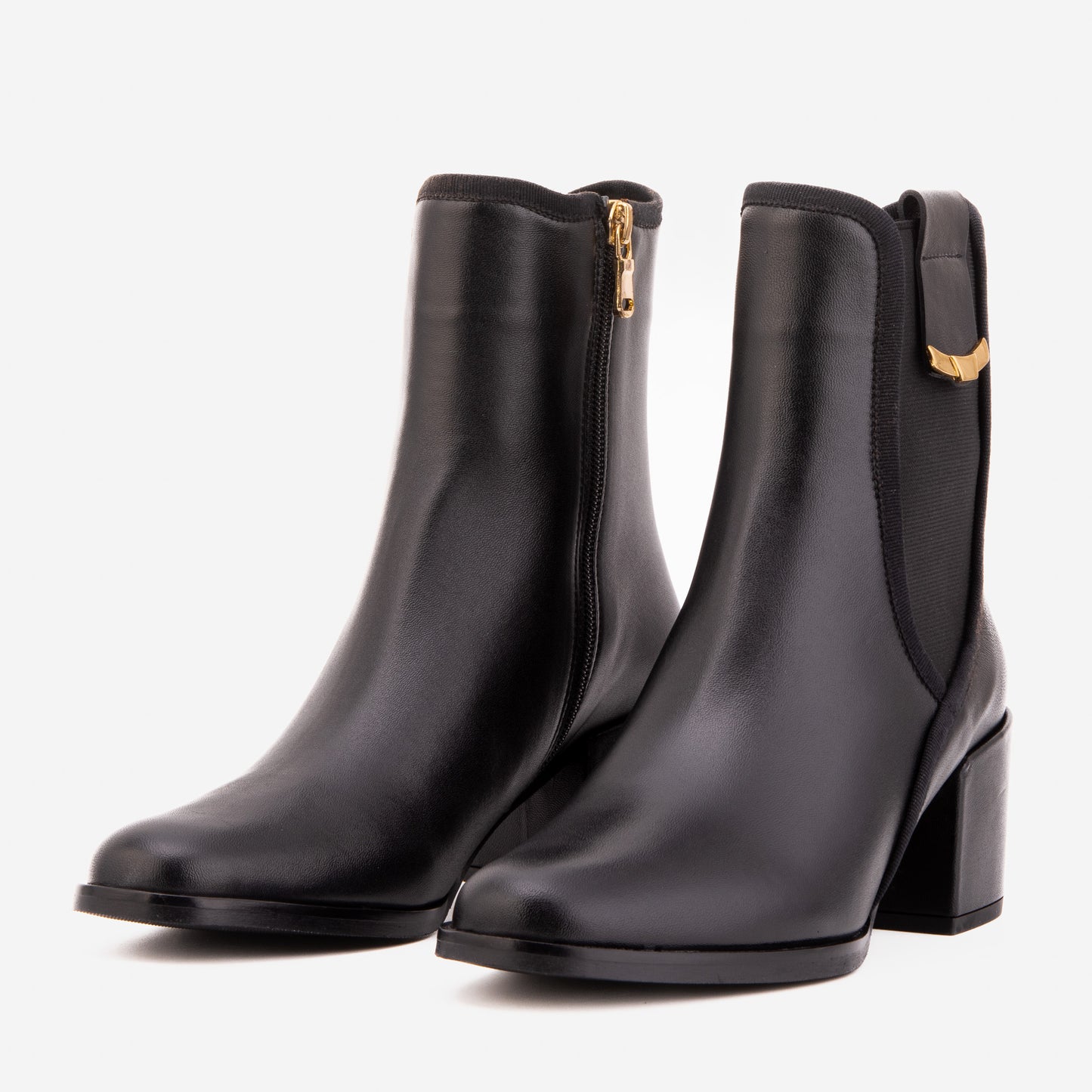 The Kensington Black Leather Block Heel Women’s Mid-Calf Boot