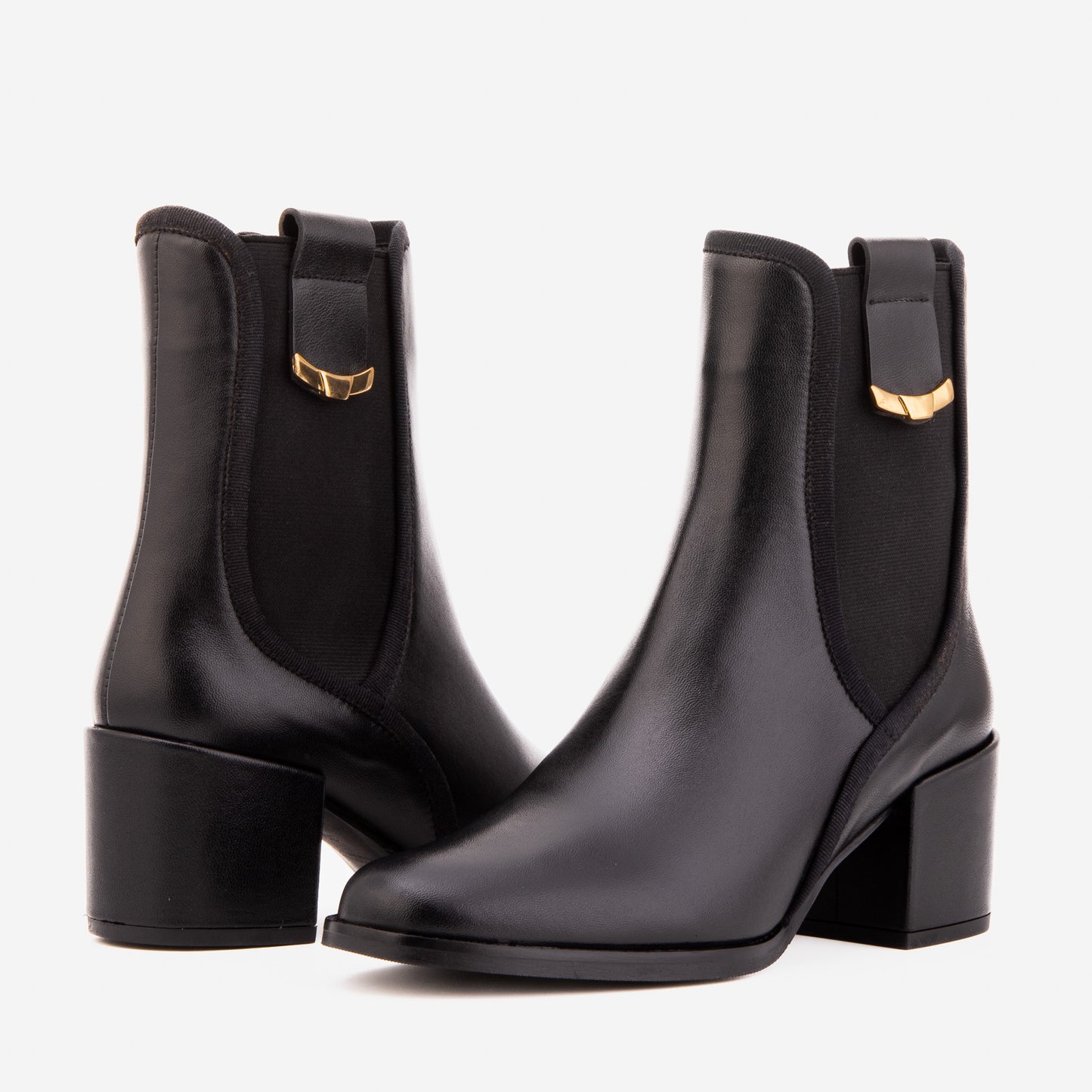 The Kensington Black Leather Block Heel Women’s Mid-Calf Boot