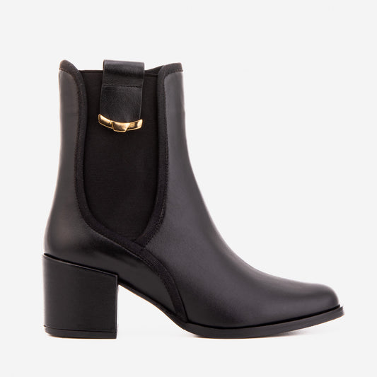 The Kensington Black Leather Block Heel Women’s Mid-Calf Boot