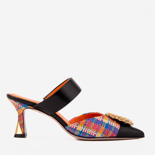 The Valencia Multicolor Leather Women Jewel Heel Mule Shoe