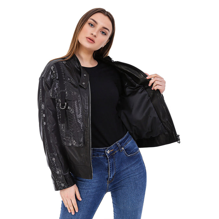 The Farragut Black Women Leather Jacket