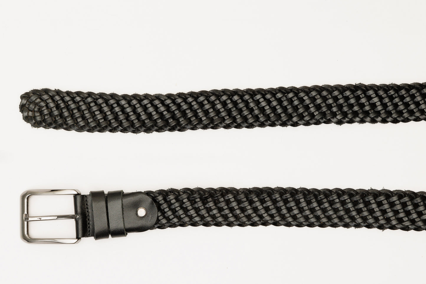 The Grand Woven Black Color Leather Belt