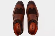 The Albus Tan Leather & Suede Double Strap Monk Brogue Boot