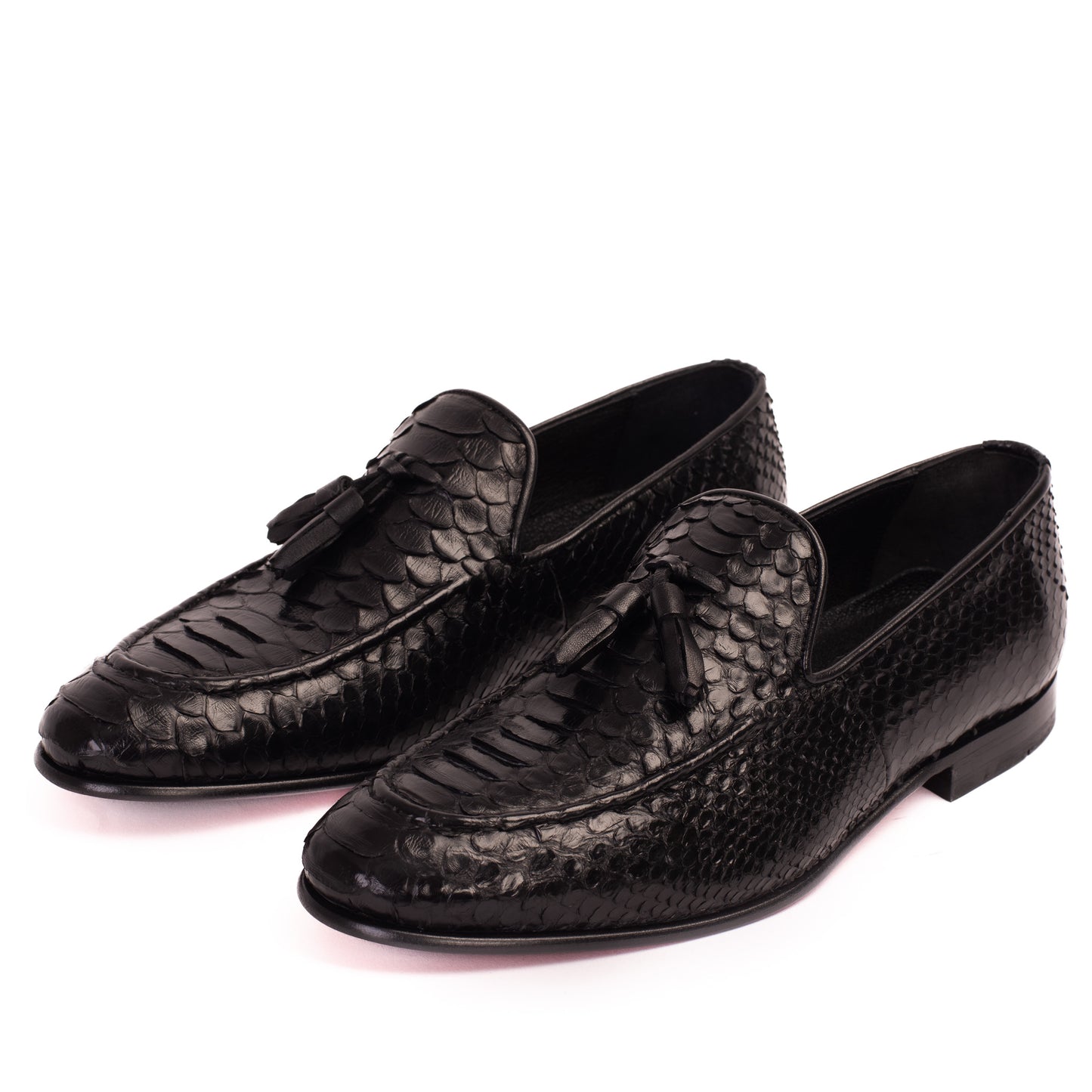 The Bethesda Black Pyhtn Skin Leather Tassel Loafer Men  Shoe