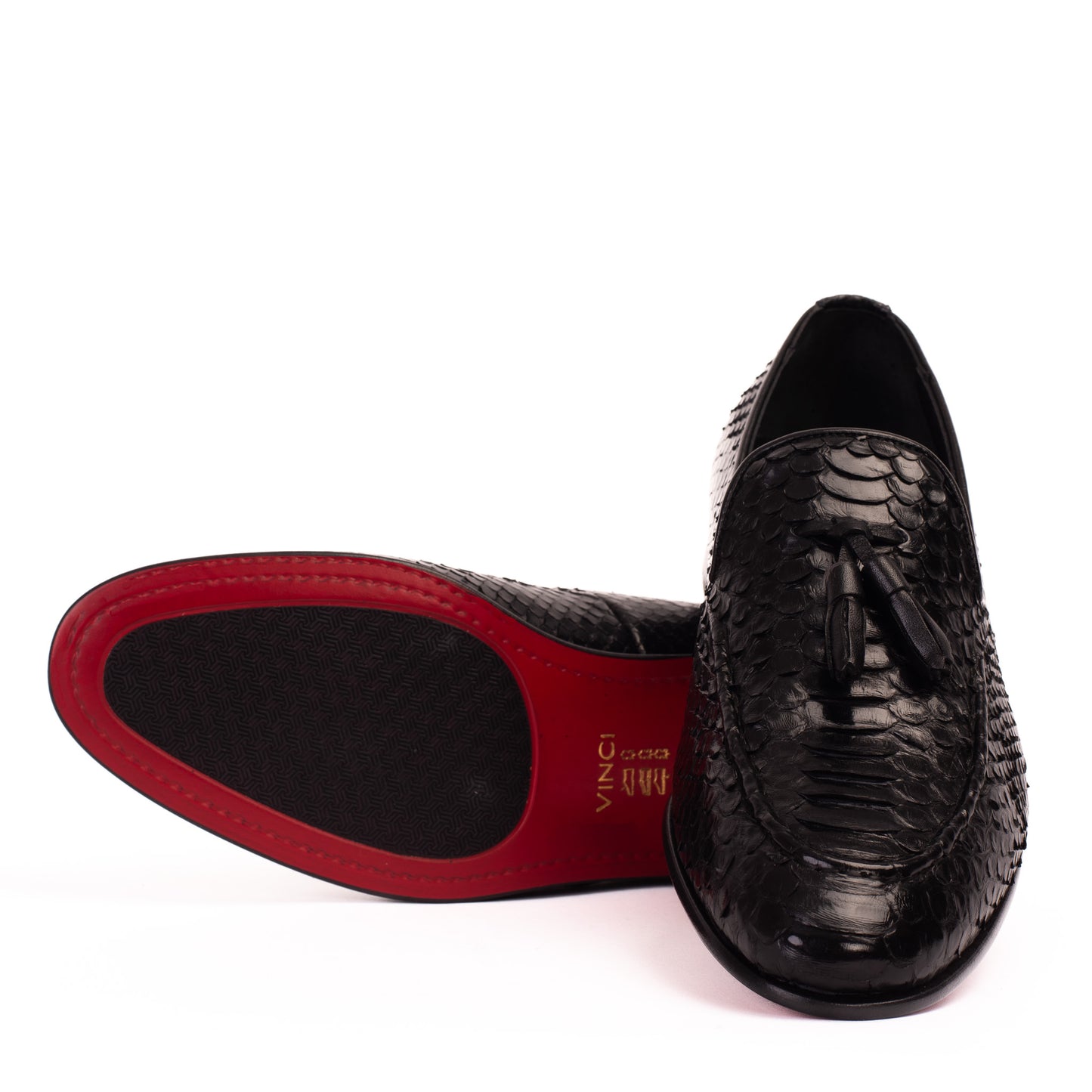 The Bethesda Black Pyhtn Skin Leather Tassel Loafer Men  Shoe