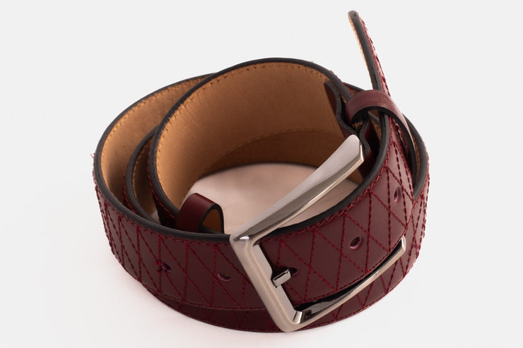 The Bald Burgundy Leather Belt