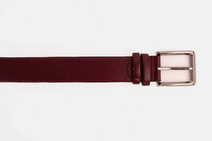 The Bald Burgundy Leather Belt