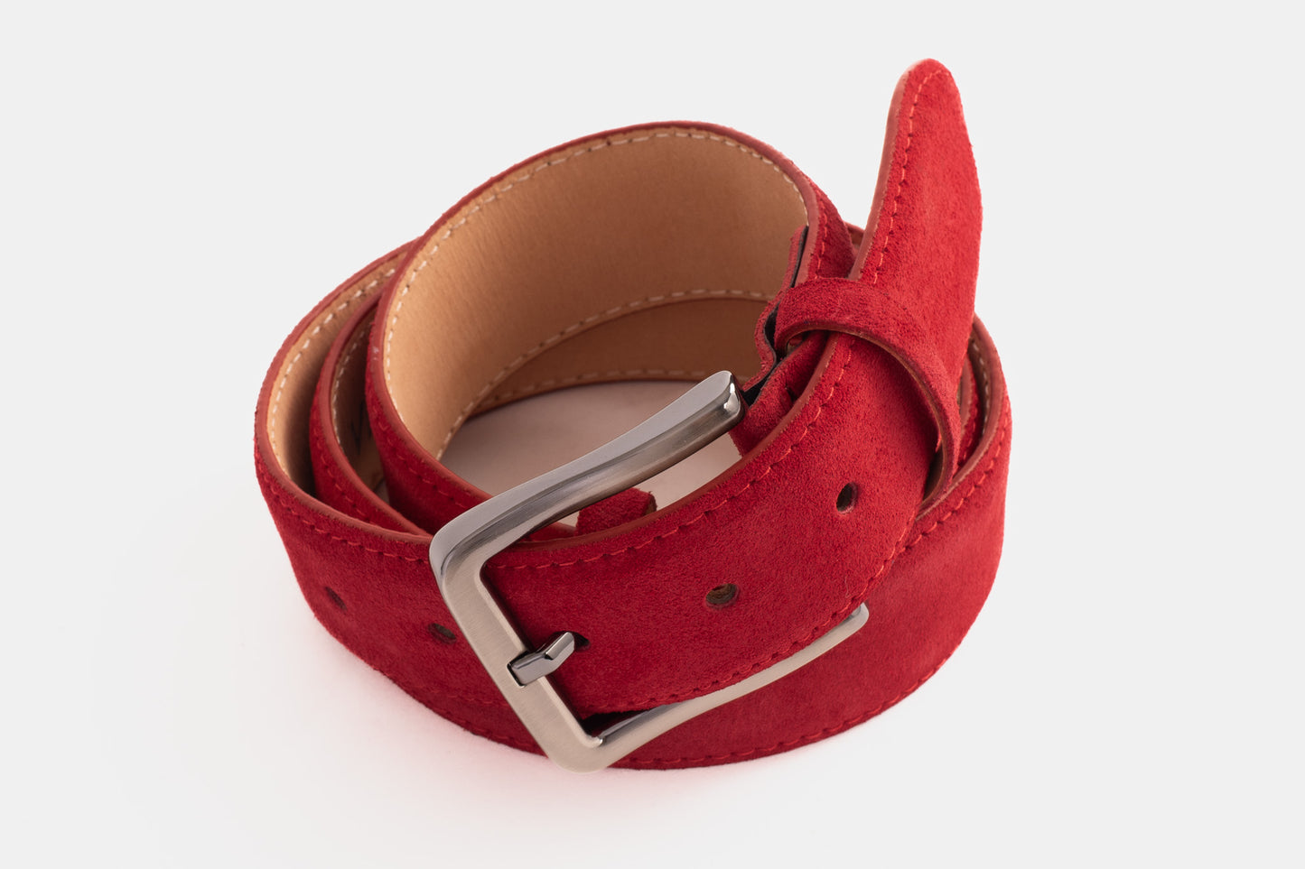 The Bari Red Suede Leather Belt