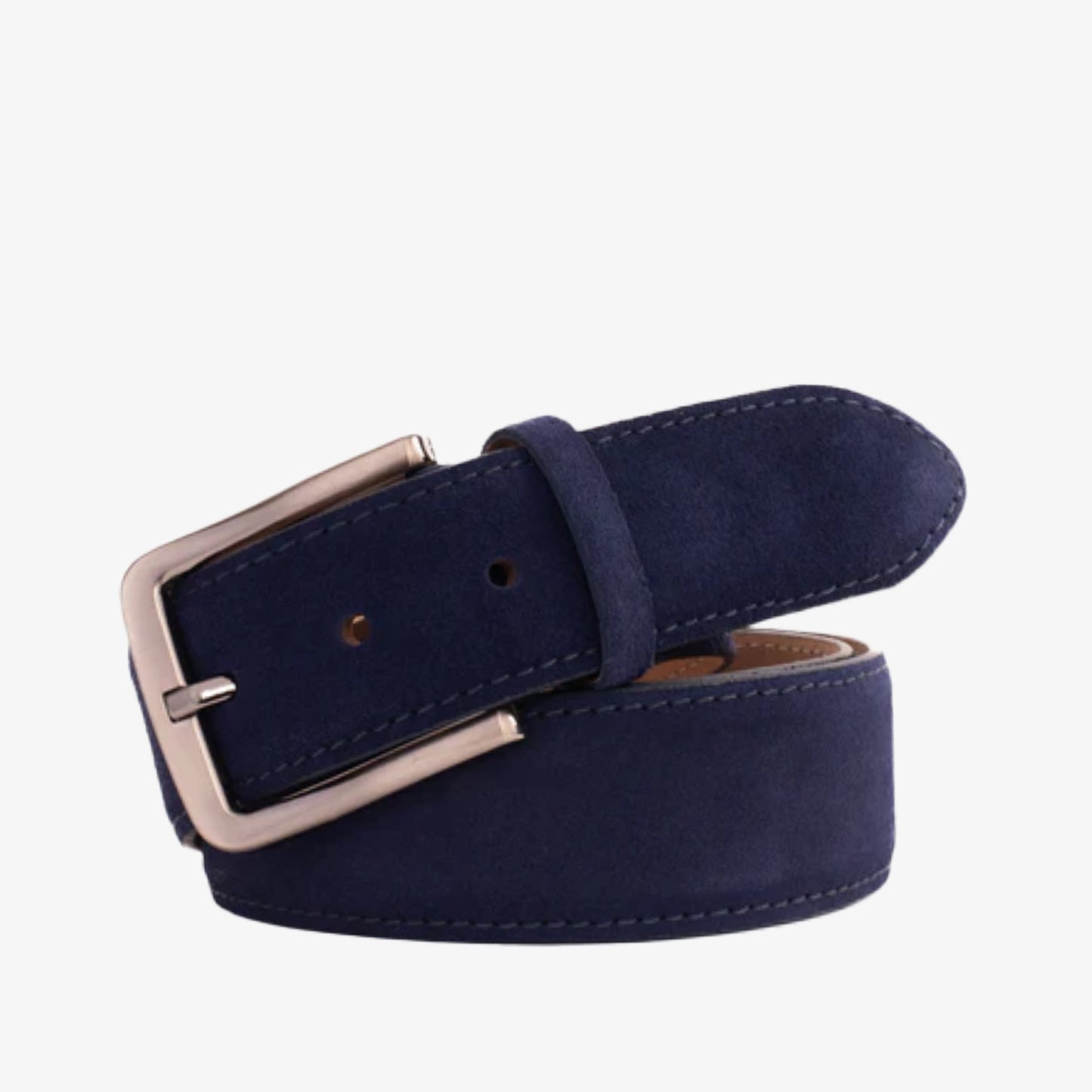 The Bari Navy Suede Leather Belt