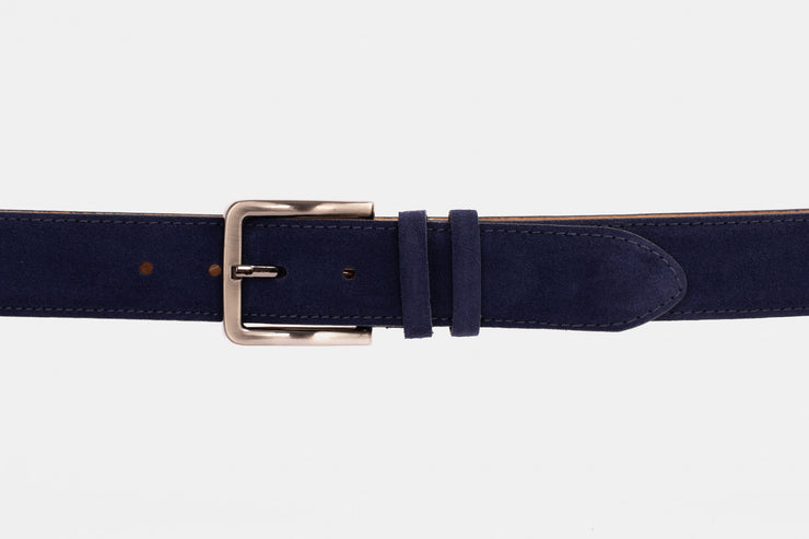 The Bari Navy Suede Leather Belt