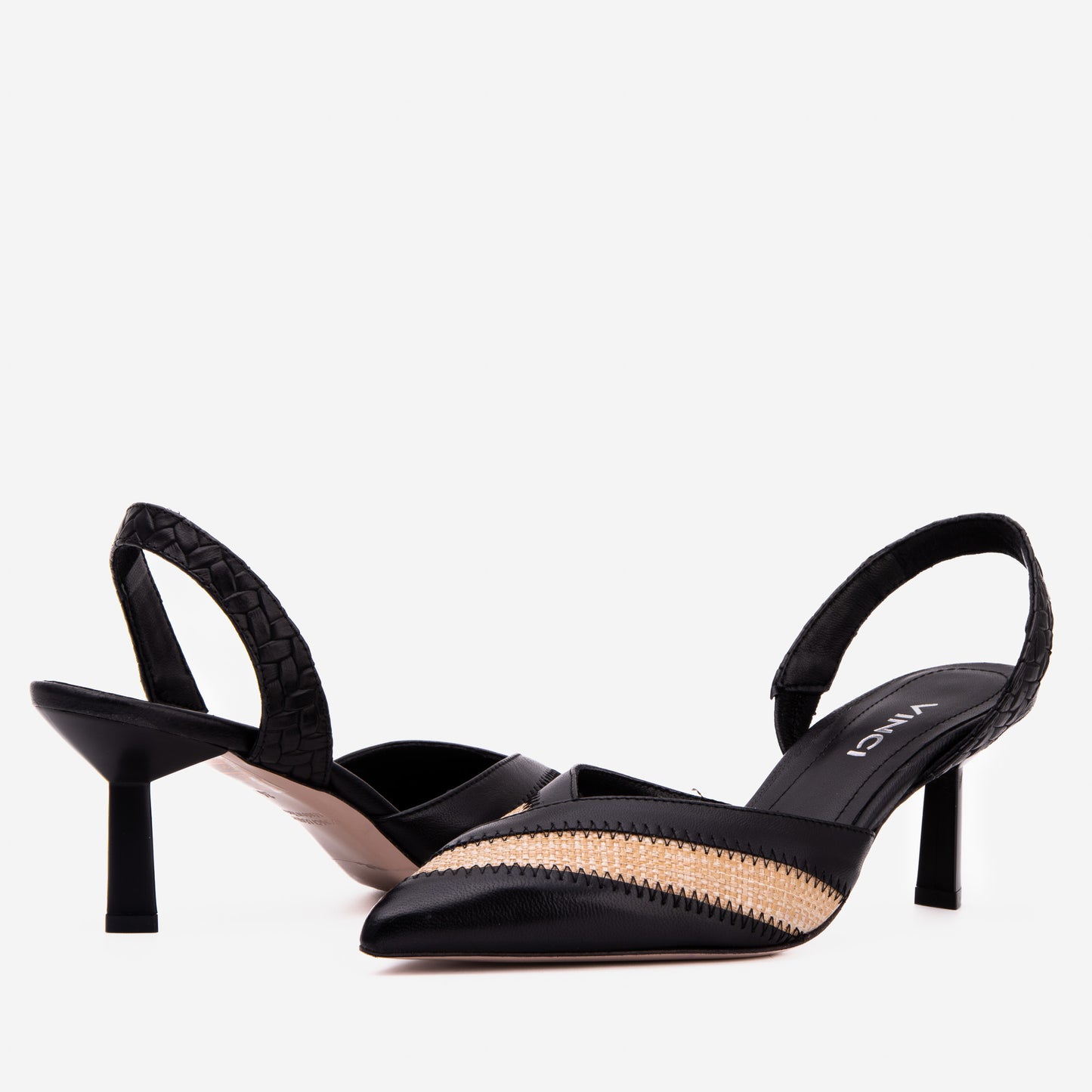 The Riviera Black & Raffia Slingback Heel