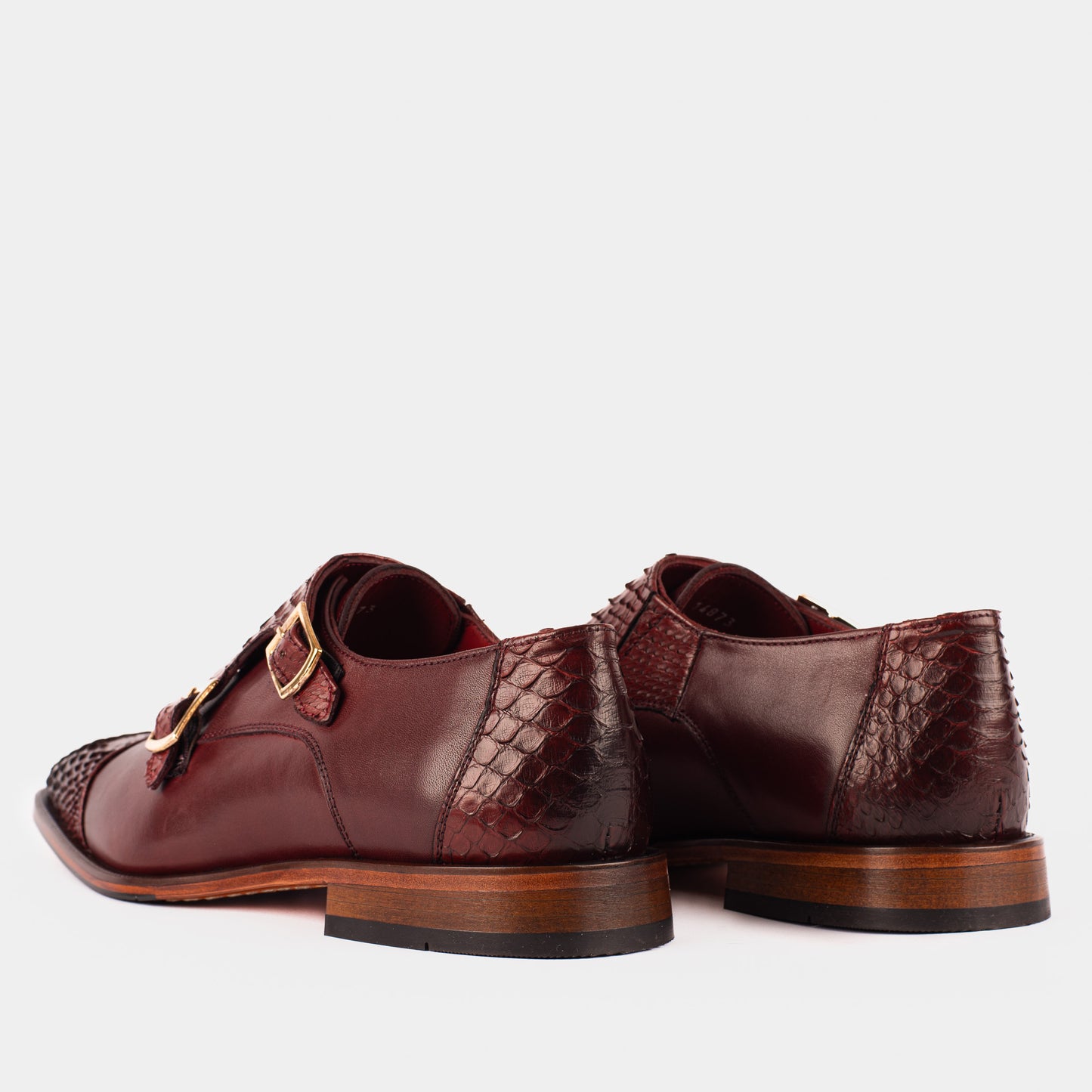 The Bishkek Burgundy Leather Cap Toe Double Monk Strap Men  Shoe