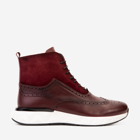 El Botín Casual para Hombre Brogue de Cuero Burdeos Regent