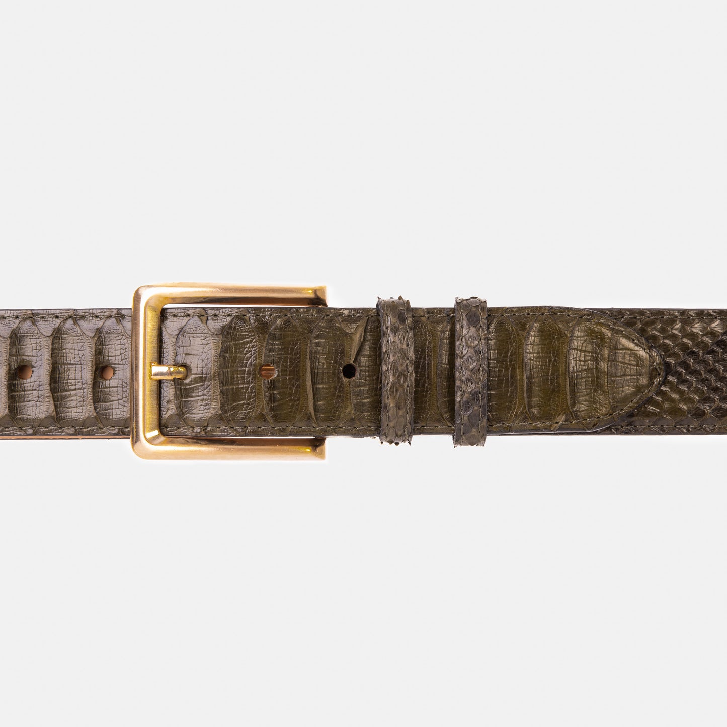 The Bethesda Green Pythn Snk Leather Belt
