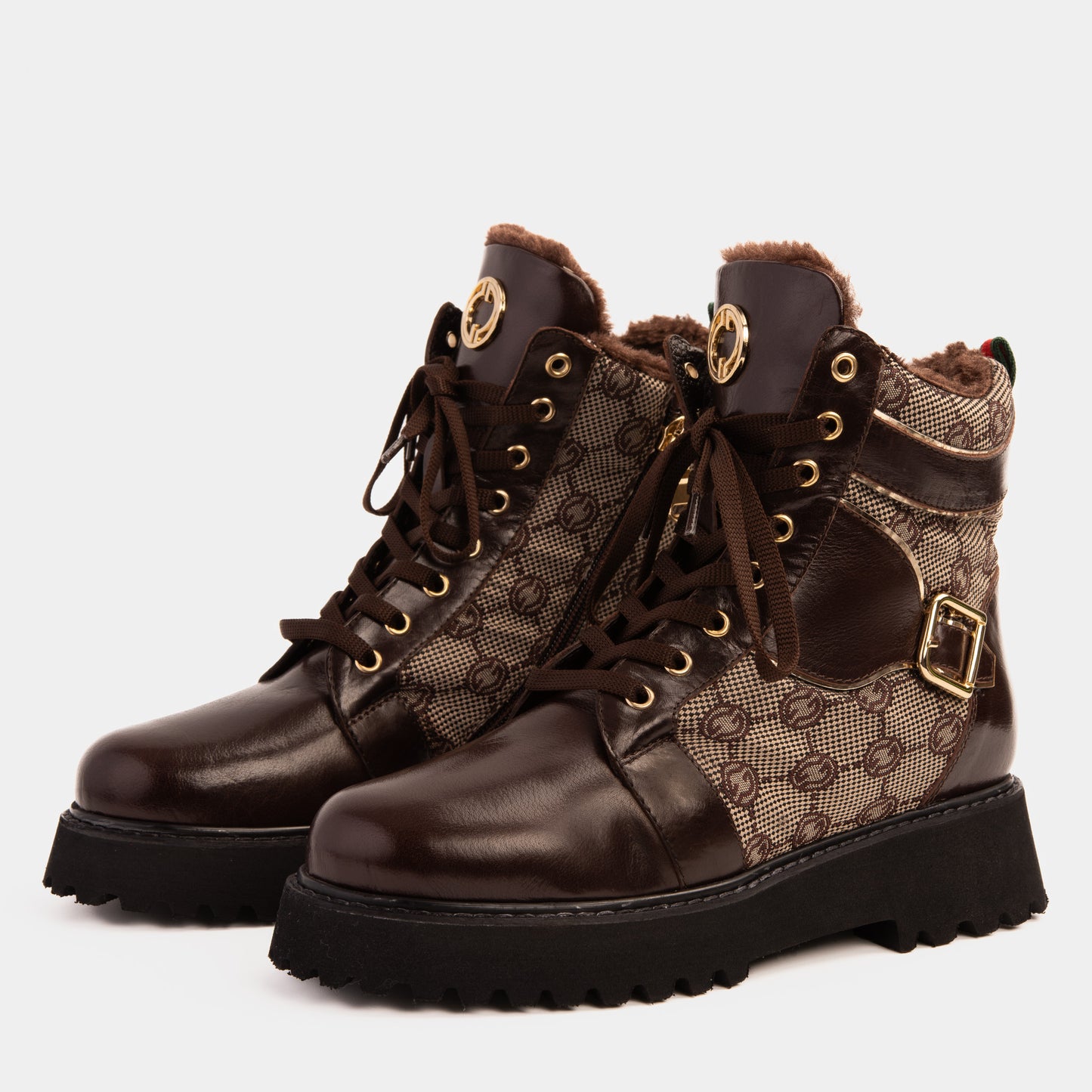 The Boston Leather Lace-Up Ankle Women Brown Boot With a Side Zipper