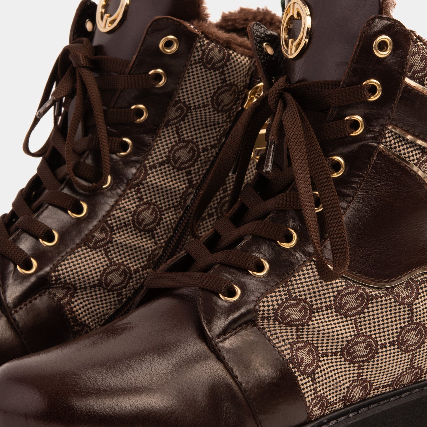 The Boston Leather Lace-Up Ankle Women Brown Boot With a Side Zipper