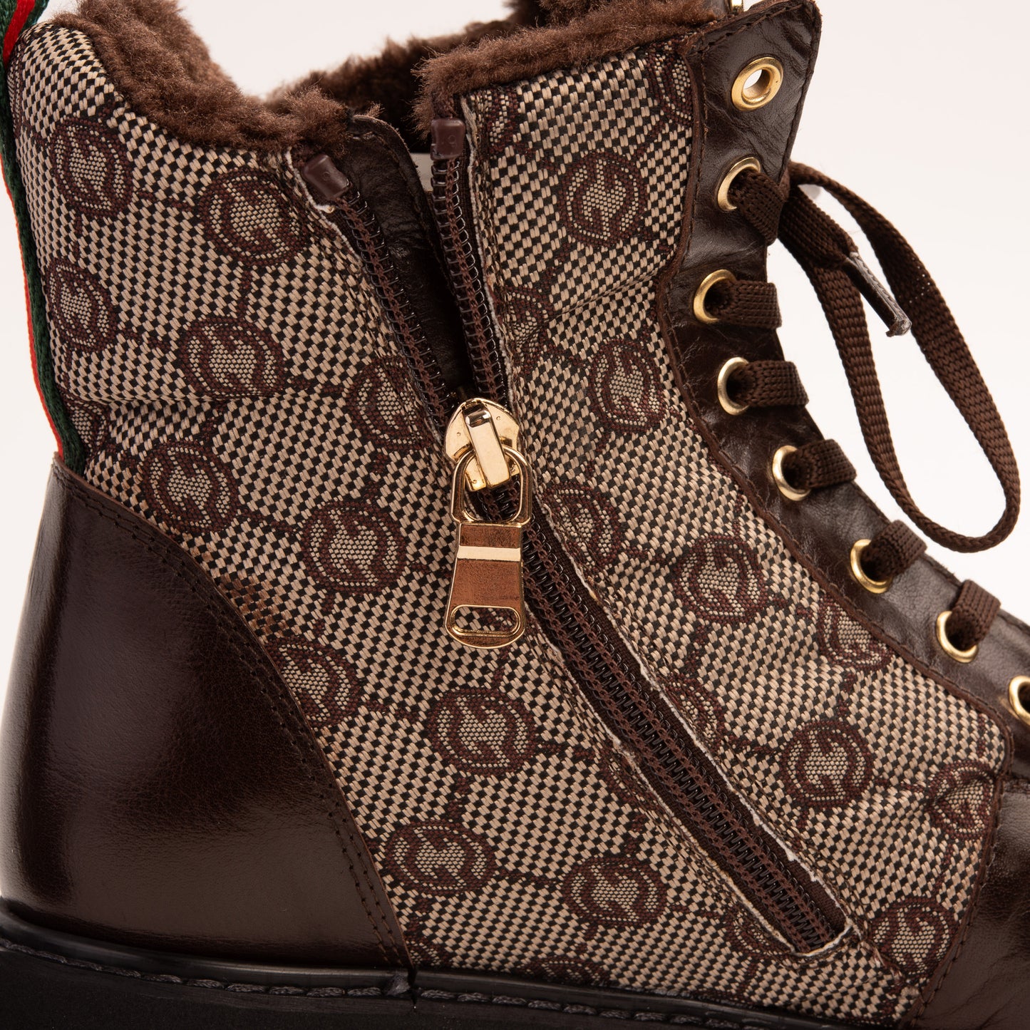 The Boston Leather Lace-Up Ankle Women Brown Boot With a Side Zipper