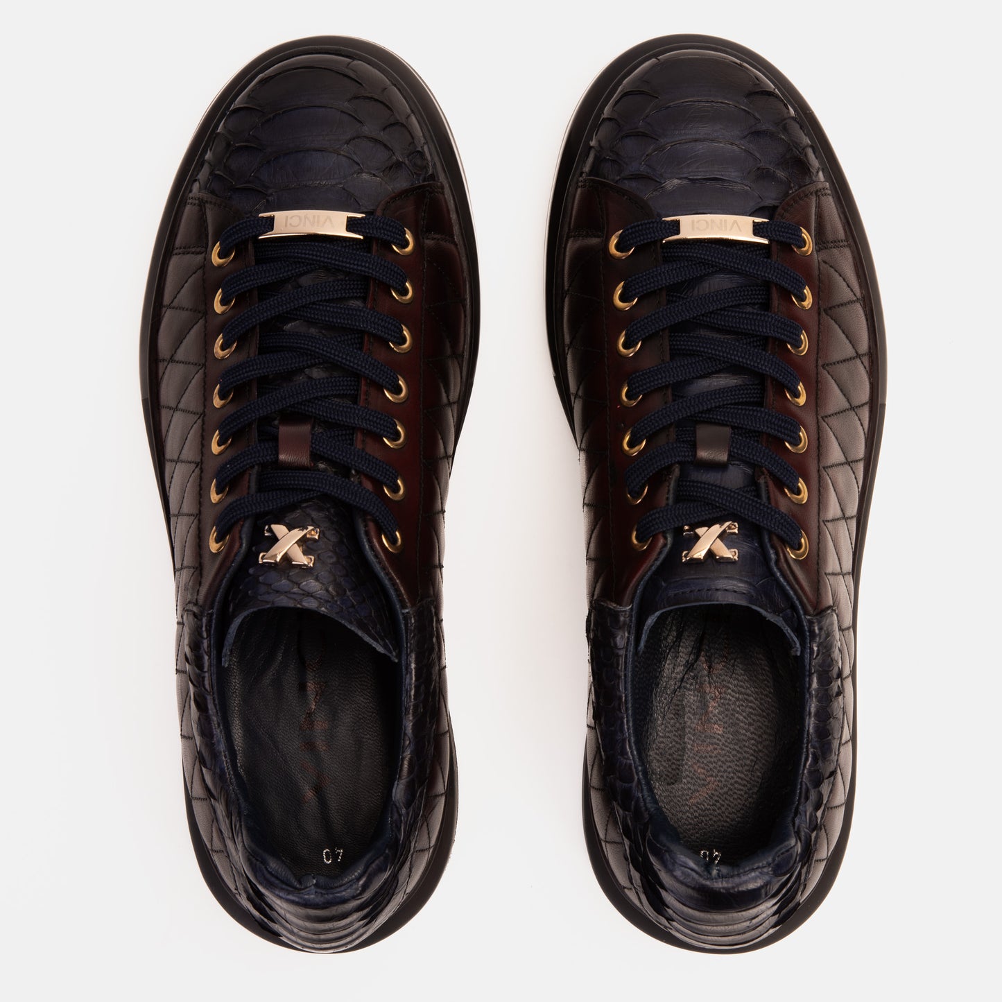 Zapatillas de deporte Adler Navy Blue &amp; Burgundy Snk Leather para hombre Edición limitada