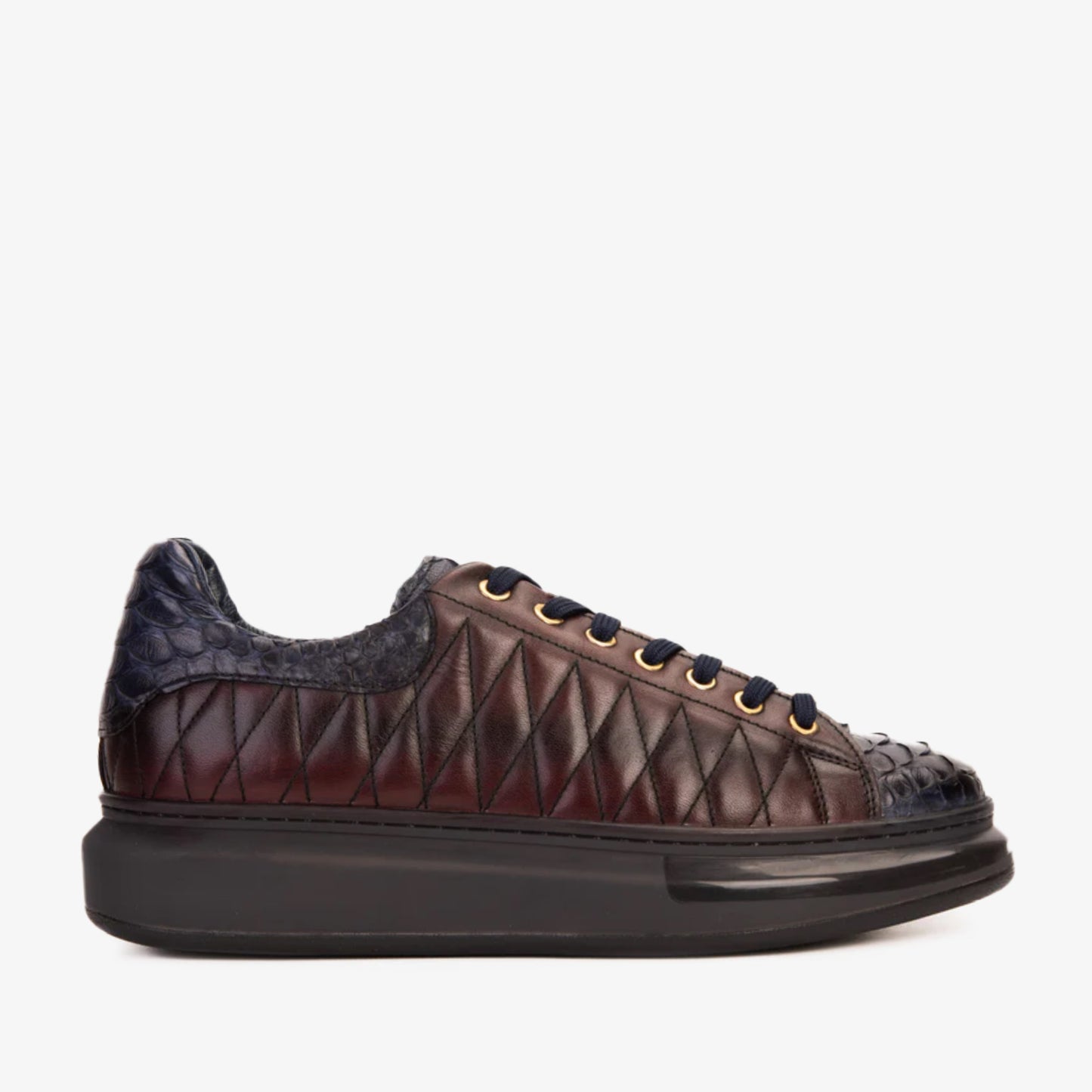Zapatillas de deporte Adler Navy Blue &amp; Burgundy Snk Leather para hombre Edición limitada