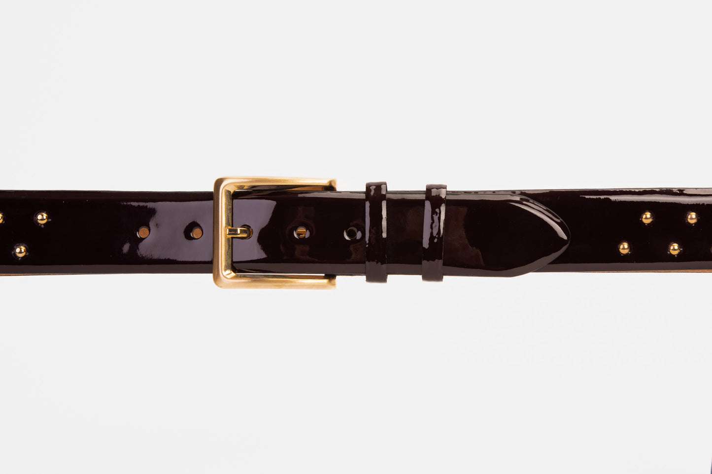 The Jupiter Burgundy Patent Leather Spike Leather Belt