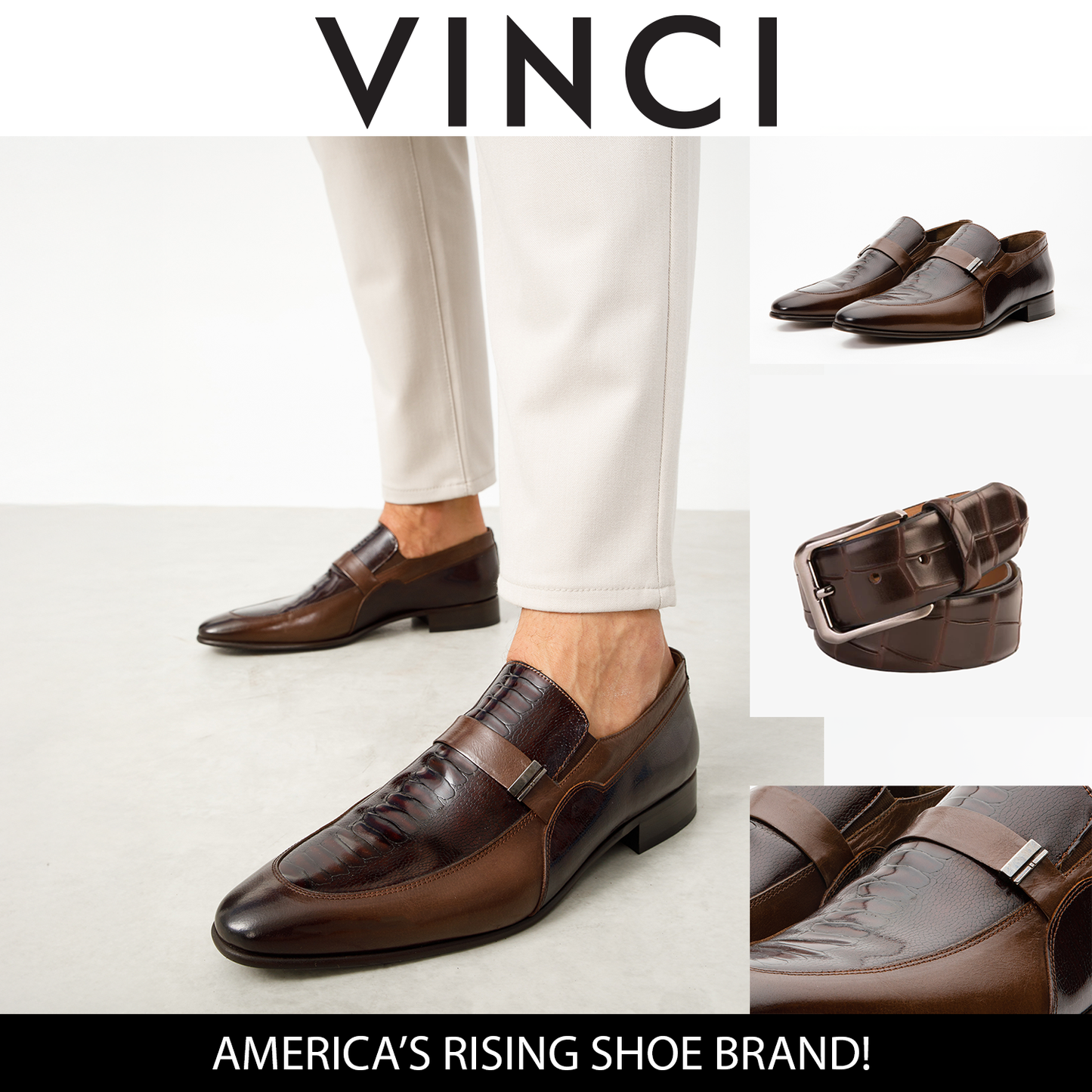 Mocasín de piel marrón Kazablanka para hombre
