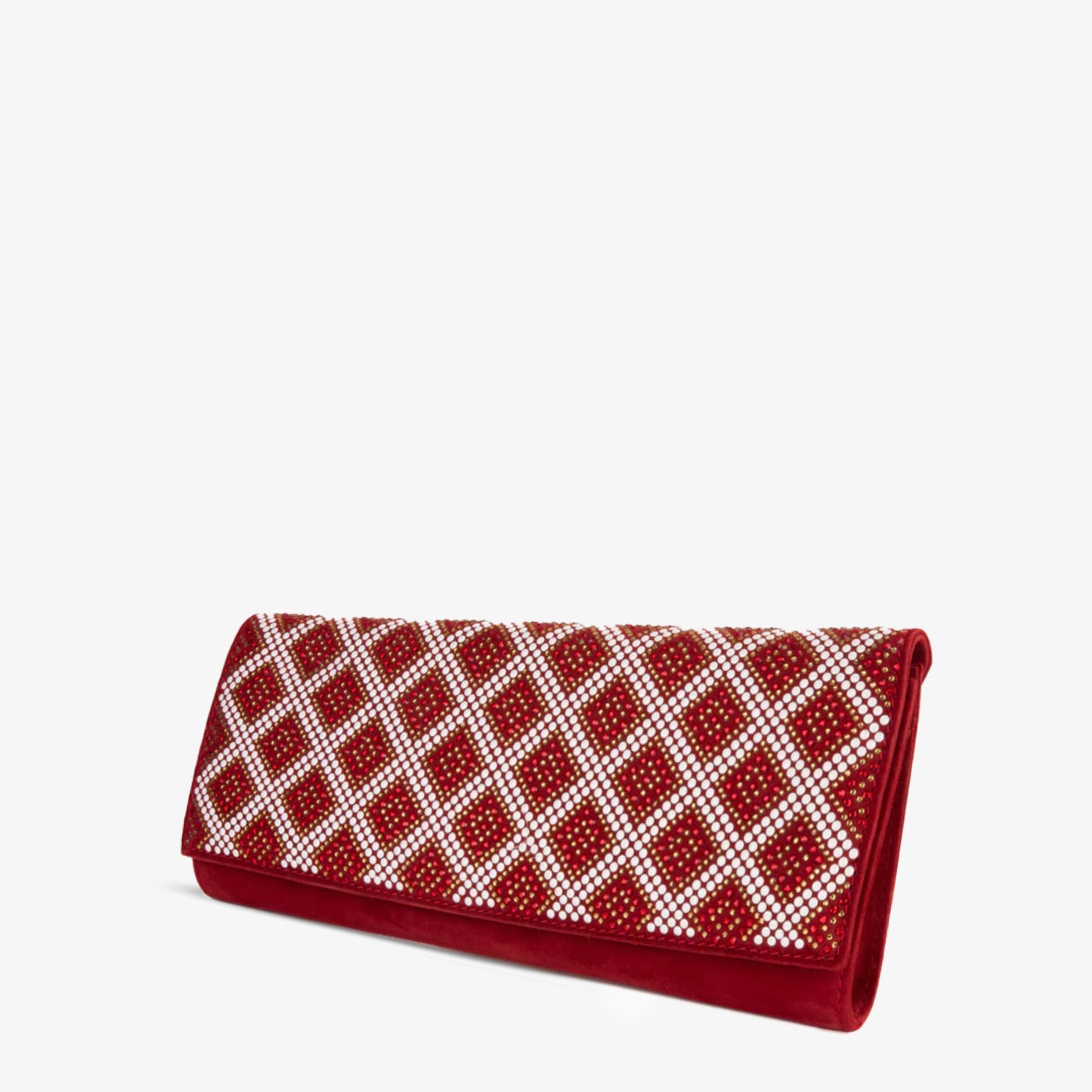 The Nampula Red Glitter Suede Leather Clutch