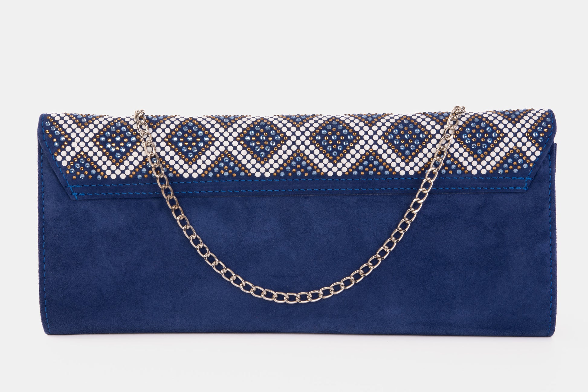 The Nampula Sax Blue Glitter Suede Leather Clutch – Vinci Leather Shoes