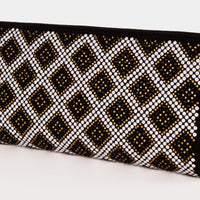 The Nampula Black Glitter Suede Leather Small Clutch