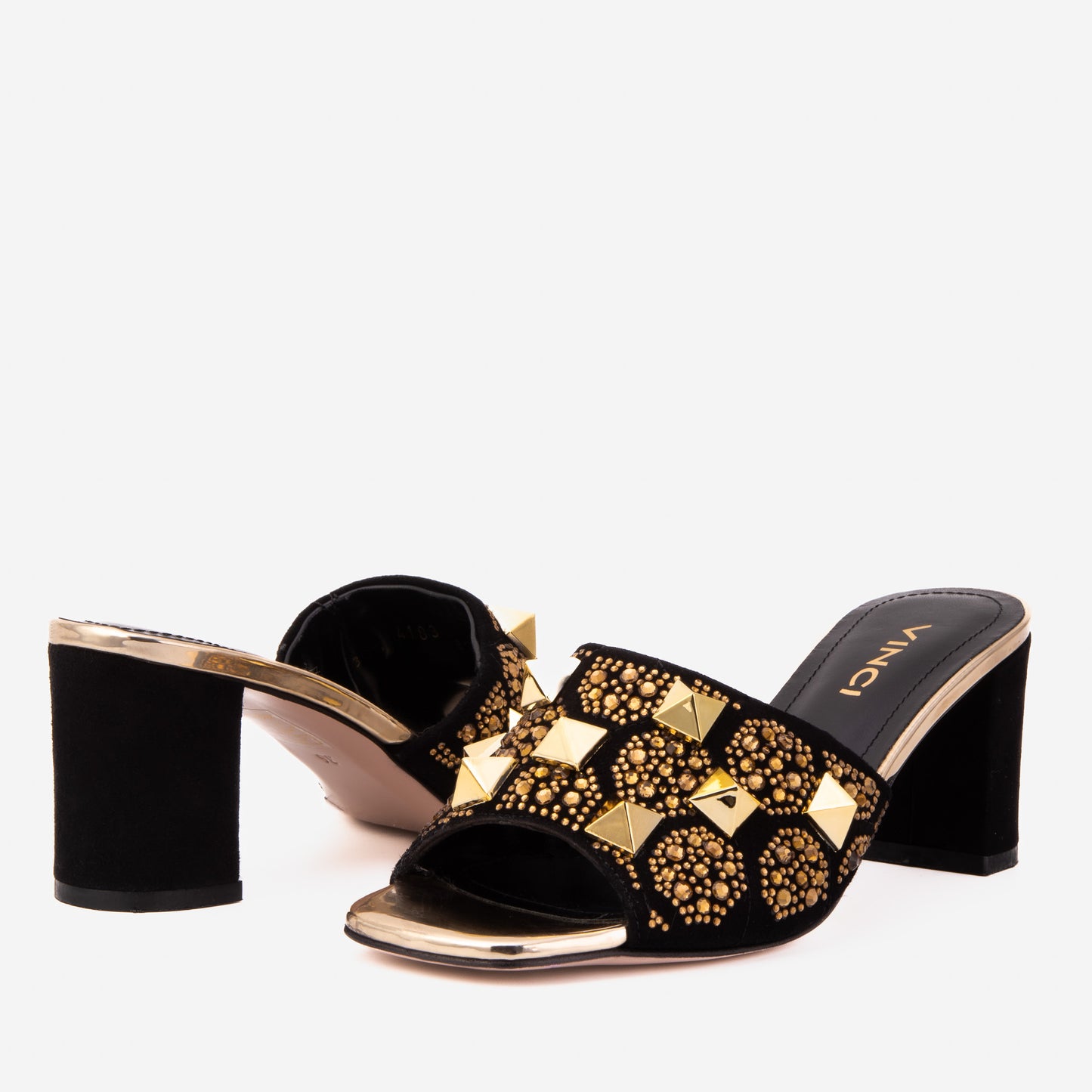 The Chantilly Black Glitter Leather Women Sandal