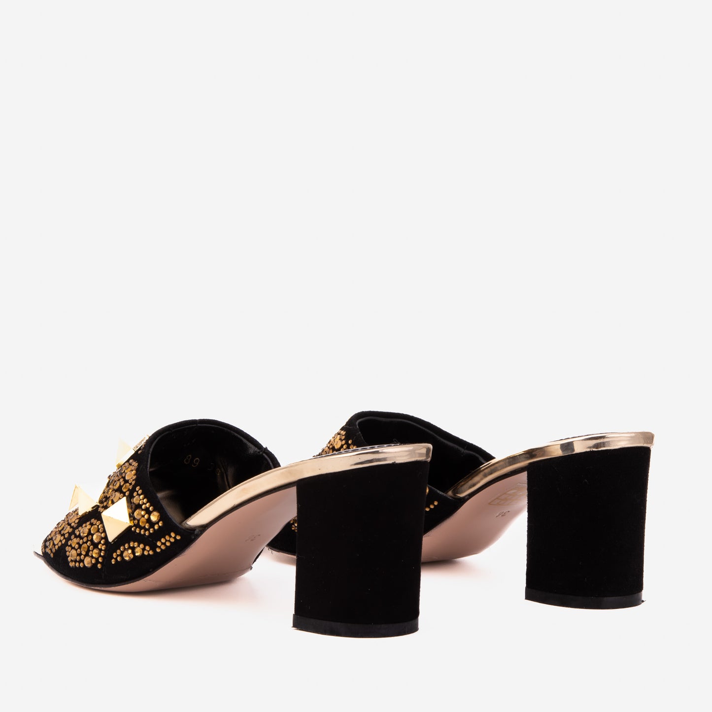 The Chantilly Black Glitter Leather Women Sandal