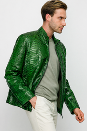 The Boss Pythn Green Leather Men Jacket Exclusive Limited Edition