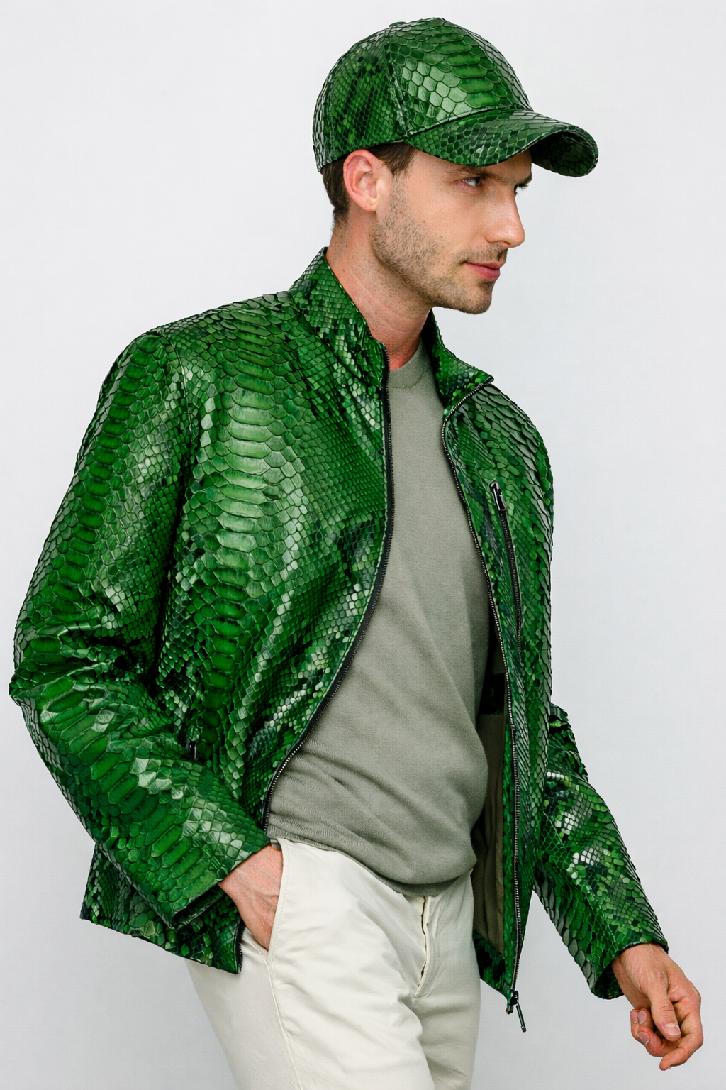 Chaqueta de cuero para hombre Boss Python Tan 