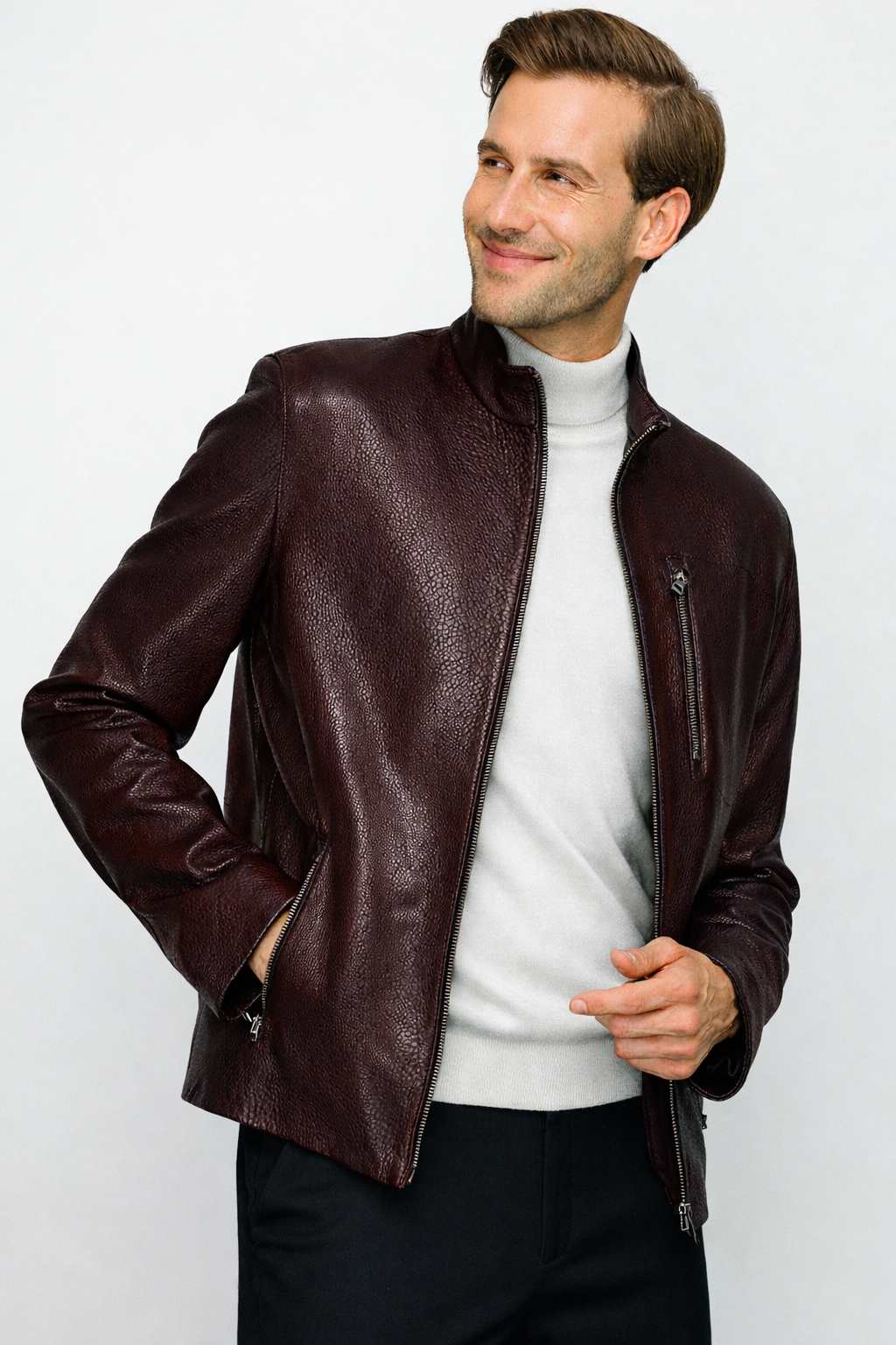 The Blanchard Burgundy Leather Men Jacket