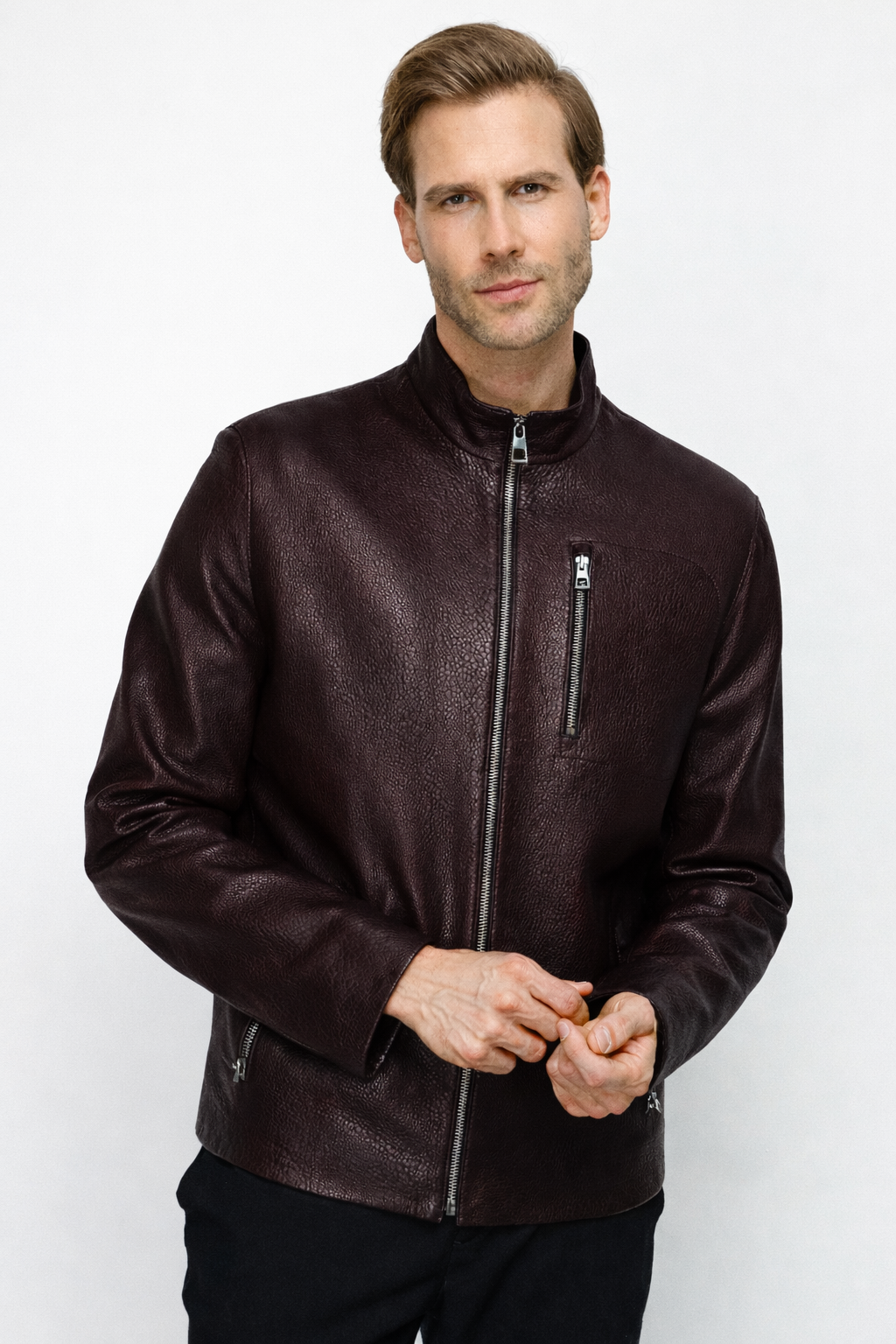 The Blanchard Burgundy Leather Men Jacket