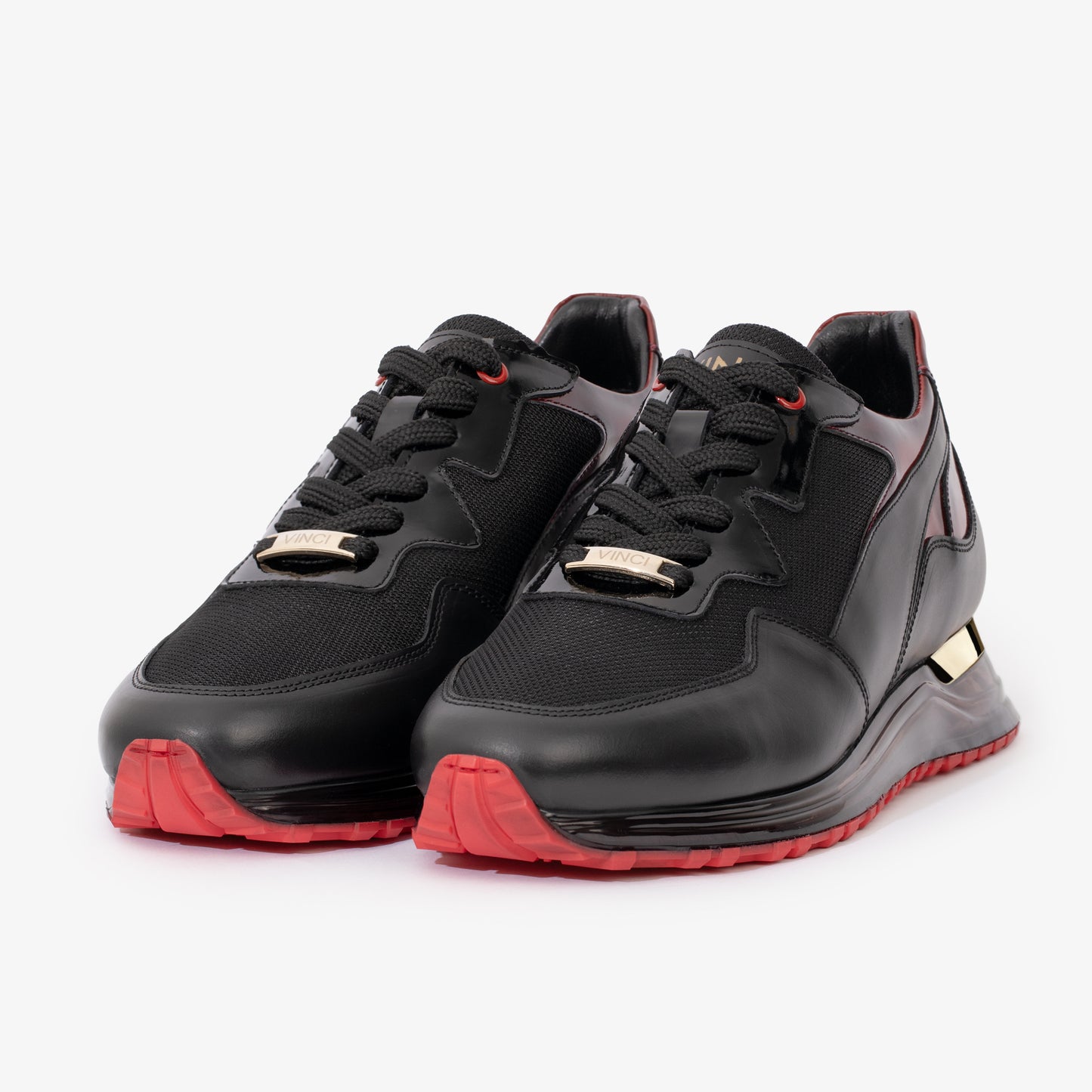 The Rialto Black & Red Patent Leather Men Sneaker â Vinci Leather Shoes