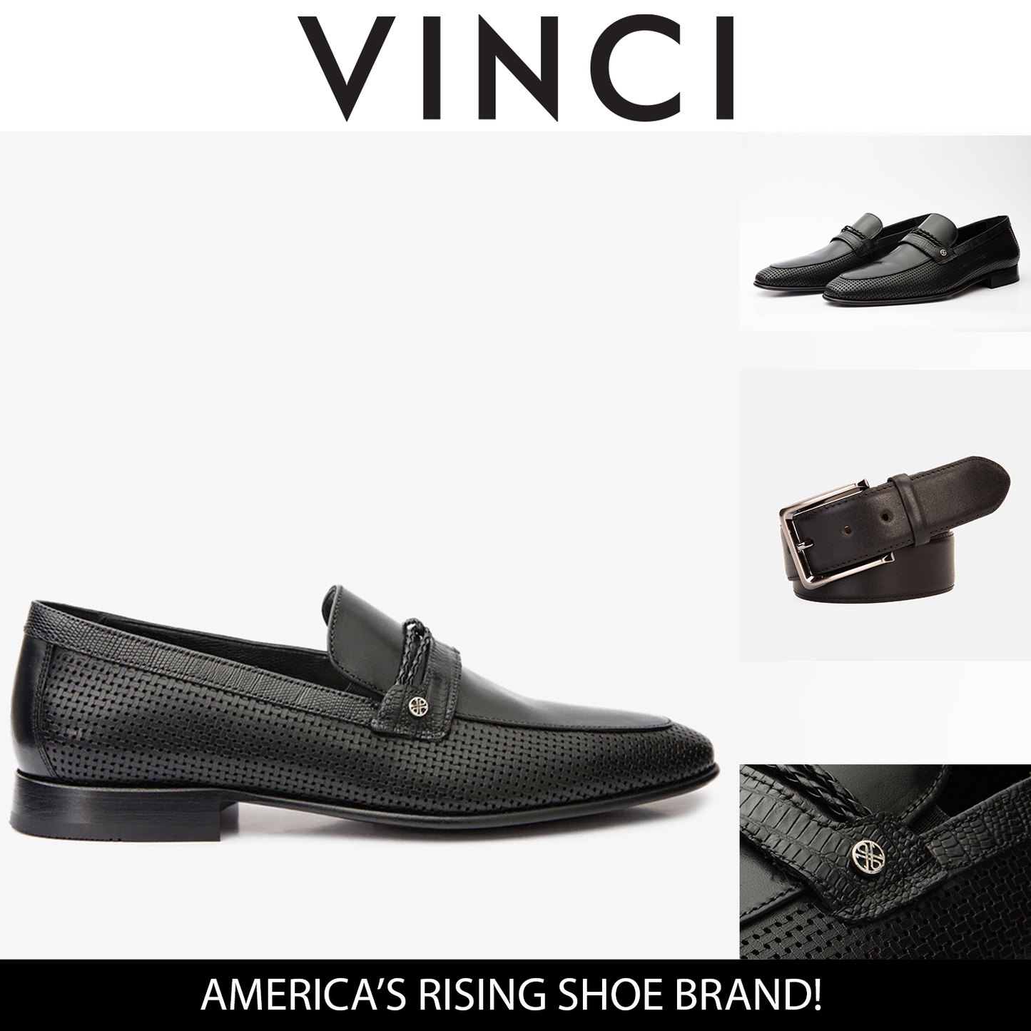 El mocasín de cuero negro Acerra para hombre