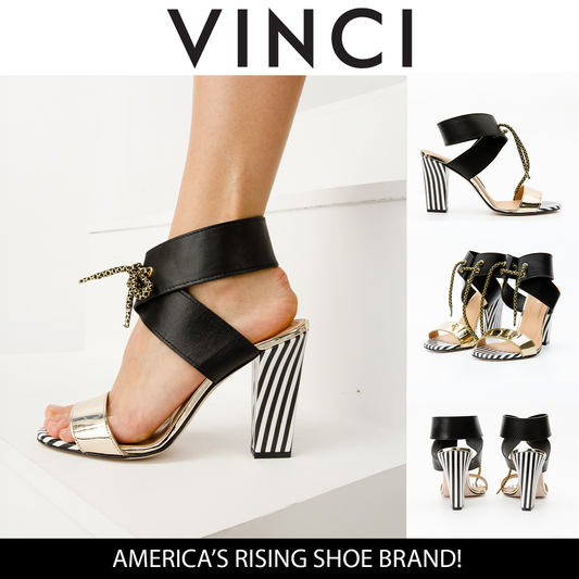 Sandalia de mujer con tira al tobillo de cuero negro The Bloke