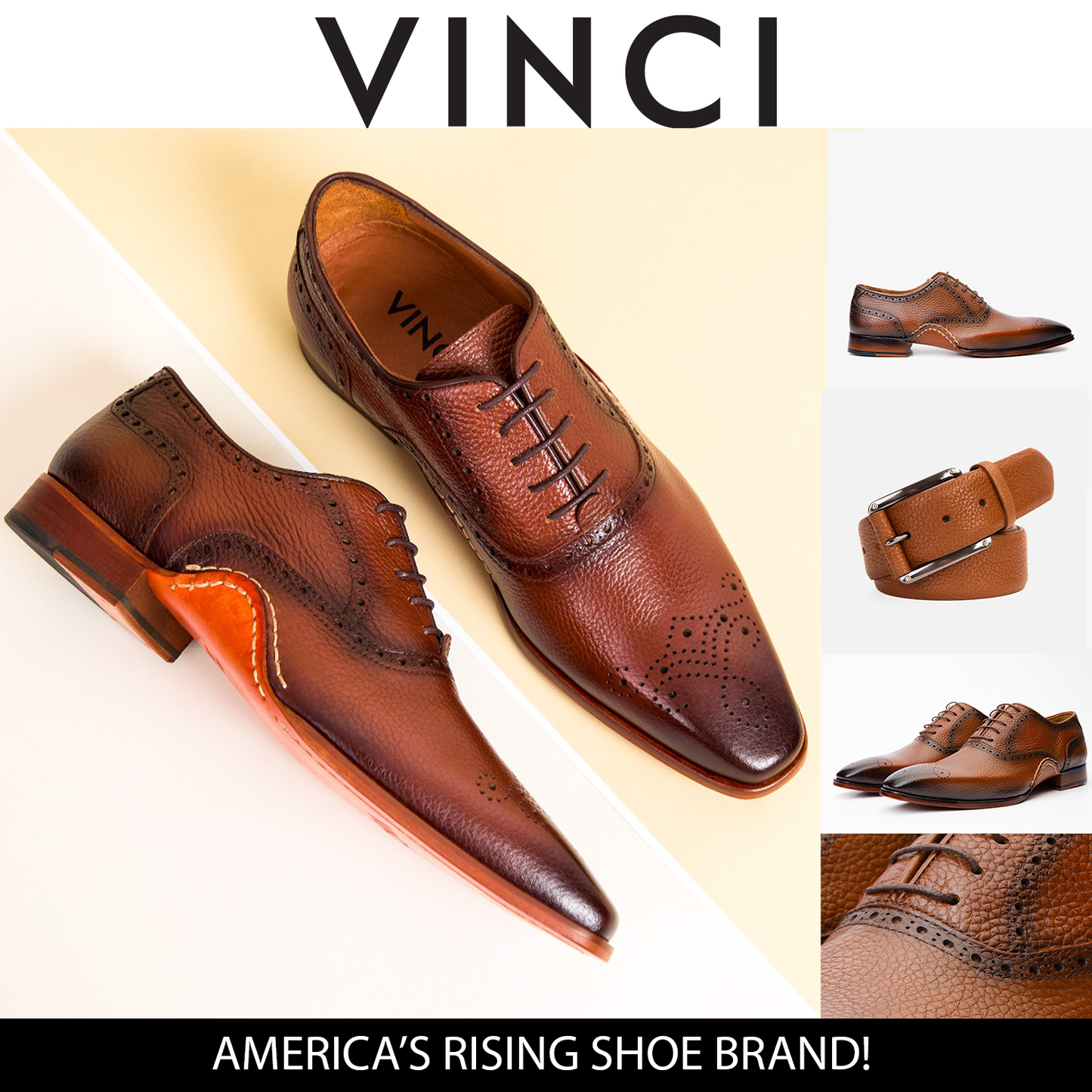 The Draco Handmade Tan Semi Brogue Oxford Men Shoe