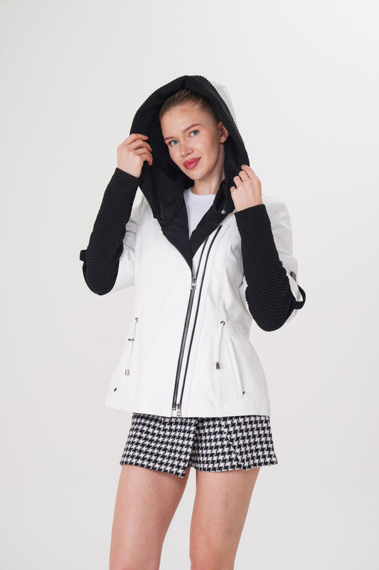 The Sage White Leather Women Jacket