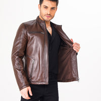 The Falcon Brown Smooth Leather Jacket