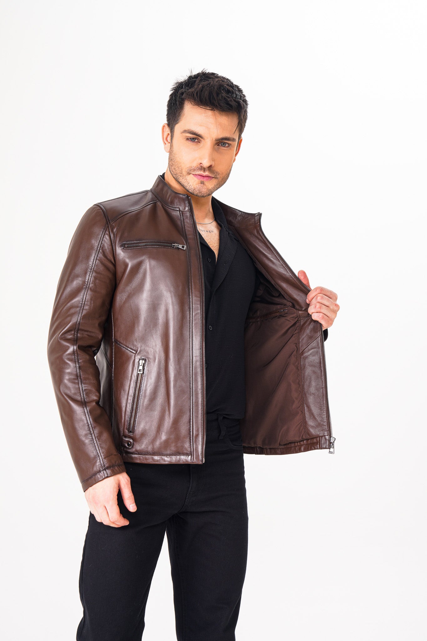 The Falcon Brown Smooth Leather Jacket