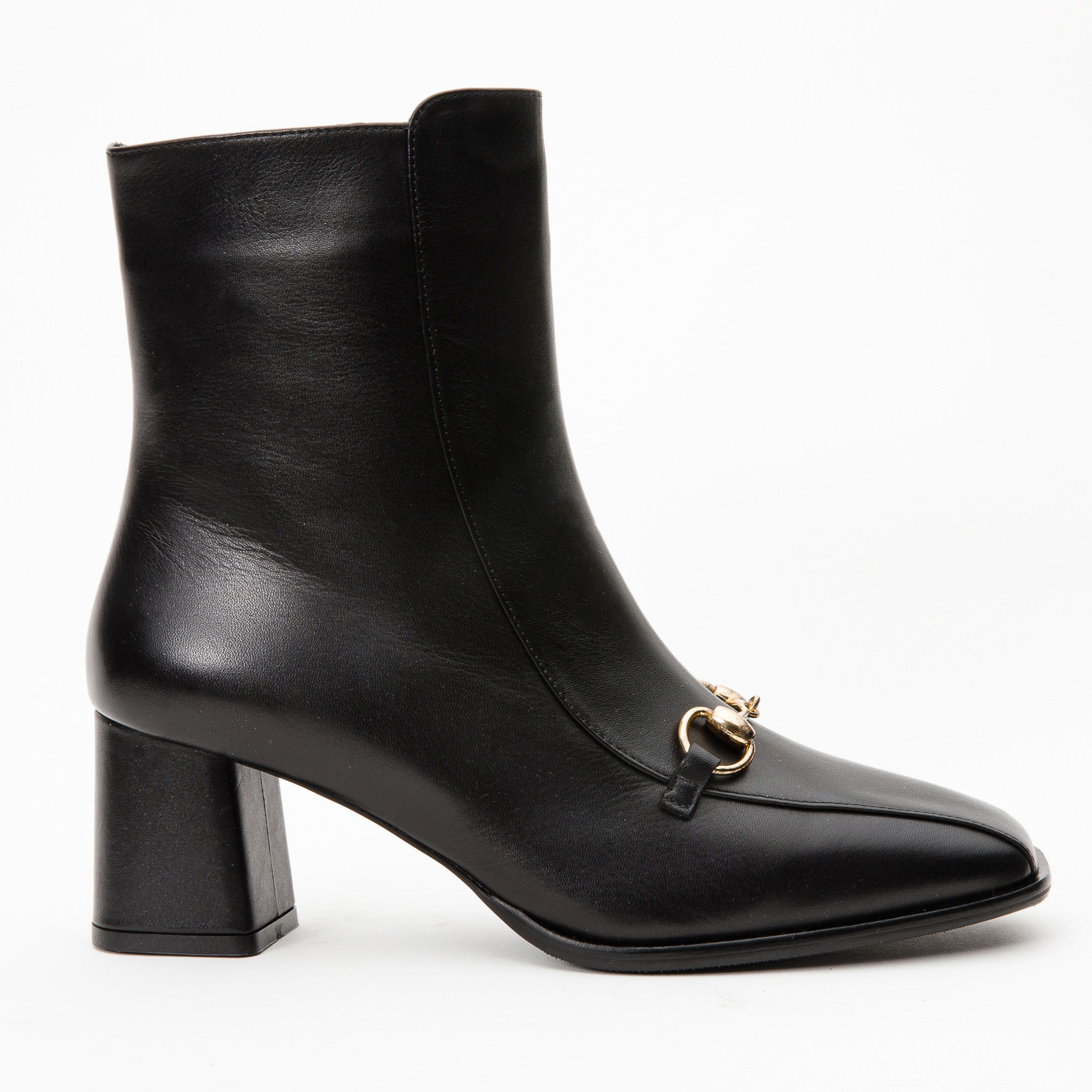 The Bukres Black Leather Block Heel Women Boot – Vinci Leather Shoes