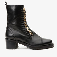 Bota de mujer de media pantorrilla de cuero negro Tuna
