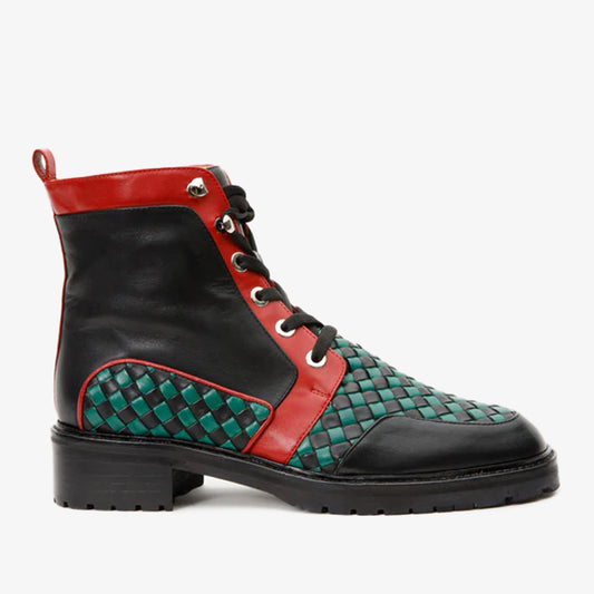 ¡Venta Final de Botines de Cuero Tejido a Mano Black River para Mujer!