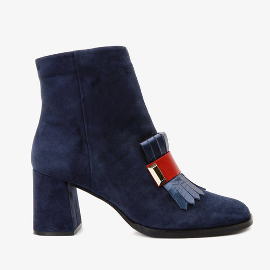 Bota de mujer con tacón de bloque de piel de ante azul marino de Luksor