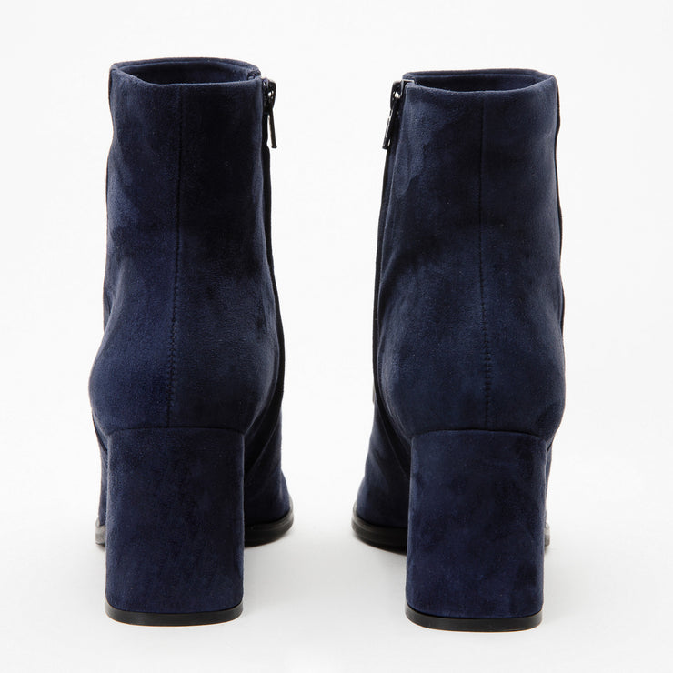 The Luksor Navy Blue Suede Leather Block Heel Boot