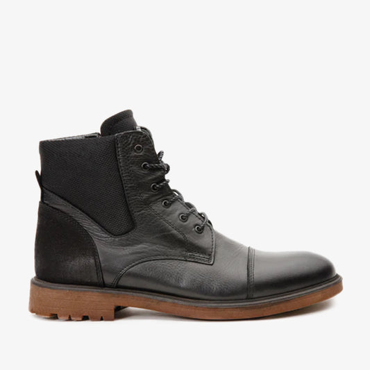 The Zagreb Black Leather Cap Toe Lace Up Men Boot with a Zipper Final Sale!
