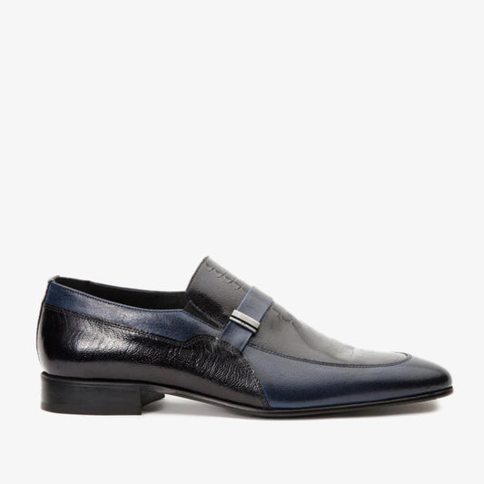 Mocasín de cuero azul marino de Kazablanka para hombre