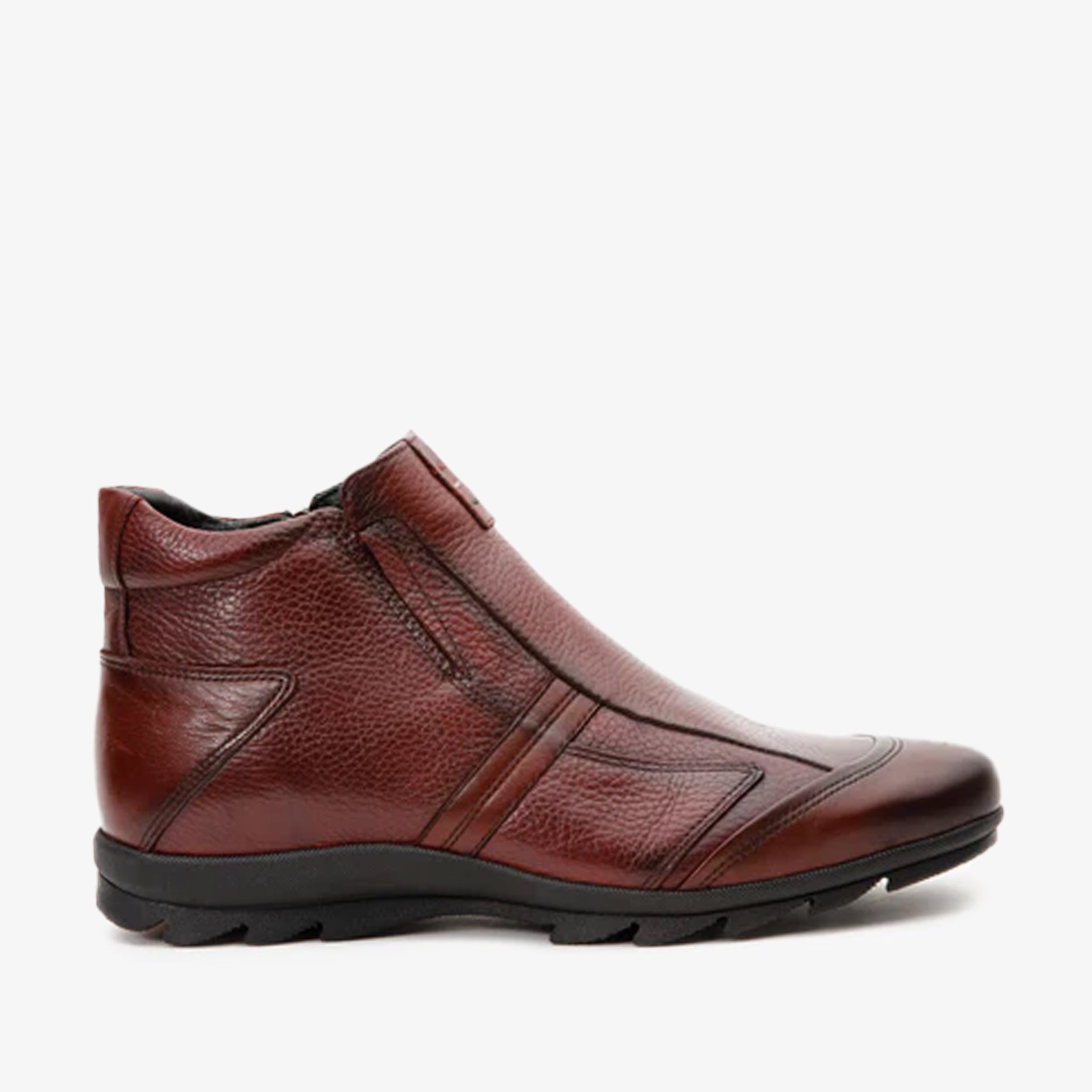 The Montreal Burgundy Leather Casual Zip-Up Ankle Men Boot