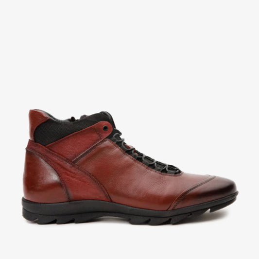 Bota informal con cordones y cremallera para hombre de Houston Leather Burgundy